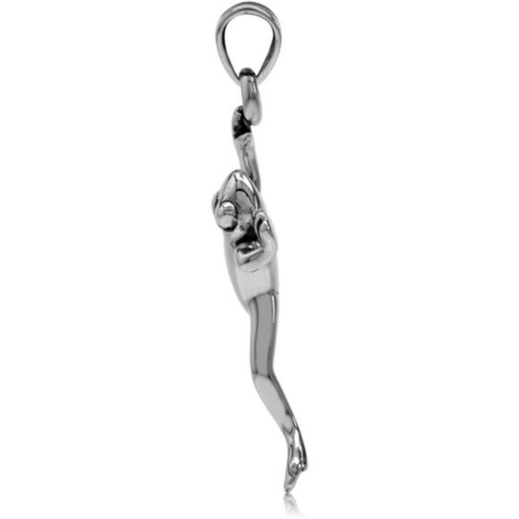 Sterling Silver Leaping Climbing Frog Pendant Charm for Necklace Metal - Picture 3 of 6